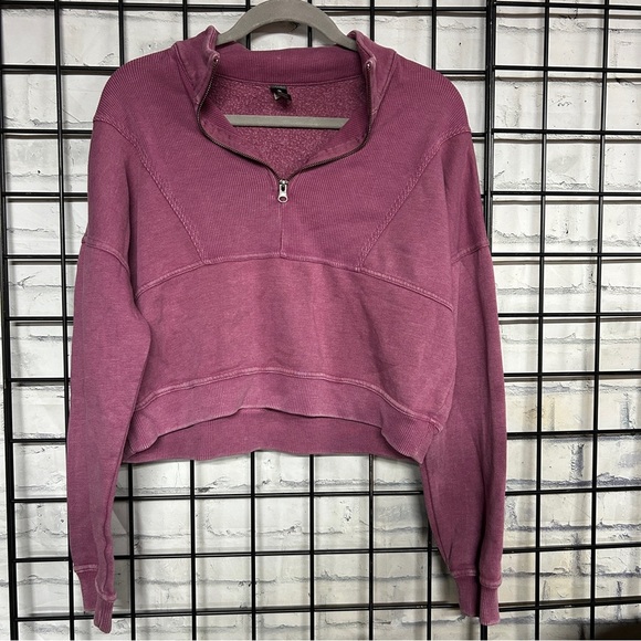 Velocity 1/4 Zip Cropped Pullover Sweatshirt - Picture 1 of 3